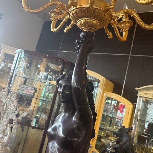 ブロンズ像 刻印入り ライト フロアライト インテリア オブジェ