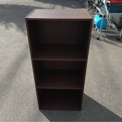 ●A) 木目調  ダークブラウン 三段  カラーボックス W41...