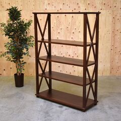 ≪zyt2180ジ≫ エスニック家具 オープンシェルフ 木製飾り棚 高さ175cm アンティーク調/リゾート家具/アジアン家具/中古家具/宮城県仙台市 70425-06の画像