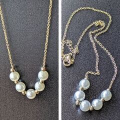 フェイクパール/5連ネックレス（新品）の画像