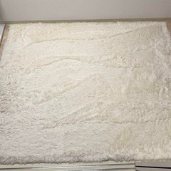 【美品】ホワイト フランネルラグ 滑り止め付き 160×200cm