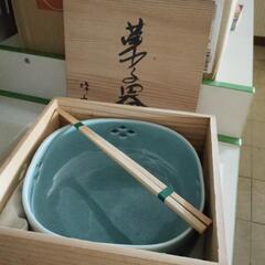 木箱入り菓子器　箸付き　未使用品