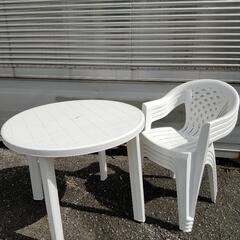 【SALE】ガーデンテーブル＆チェア4脚セット◆ホワイト◆250...