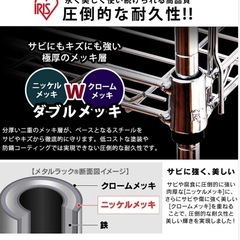 アイリスオーヤマ ラック メタルラック 本体 新モデル 幅91×奥行46×高さ178.5cm 5段 耐荷重60kg ポール径25mm スチールラックの画像