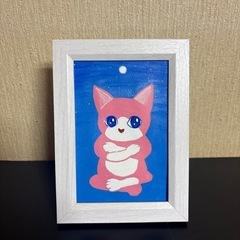 守口みやびのイラスト「考えるピンクのネコ」の画像