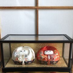 【値下げ】雛だるま 錦だるま 姫だるま  伝統工芸 縁起物 ガラスケース入り / とやま土人形の画像