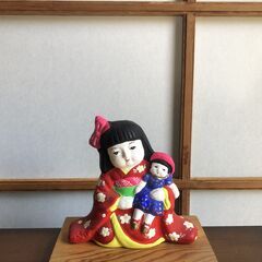 【値下げ】雛だるま 錦だるま 姫だるま  伝統工芸 縁起物 ガラスケース入り / とやま土人形の画像