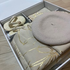 ひよこ商店　七五三着物 3歳男の子 被布セット ベージュ金彩×ミント七宝の画像