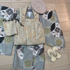 ひよこ商店　七五三着物 3歳男の子 被布セット ベージュ金彩×ミ...