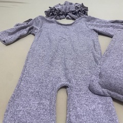 【美品】クマ ベビー服 パープル クッション付　新生児の画像