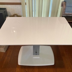 中古　ホワイト　昇降式一脚ダイニングテーブル