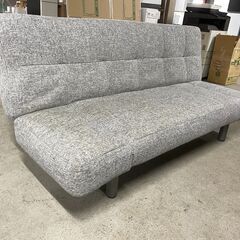 【格安】3人掛けソファーベッド グレー系 フラット可能 足つき ...