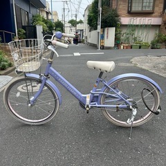 メゾピアノ子供用自転車 パープル 前面バスケット付きサイズ20