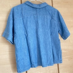 ナチュラル　デニム風ポロシャツ　Ｍ　クロップド丈の画像