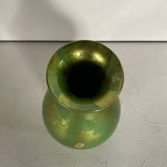 九谷焼 正峰窯 豪華 金箔緑釉彩 一輪挿し花瓶の画像