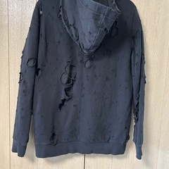 GIVENCHY ダメージ加工 パーカー ブラック Sの画像