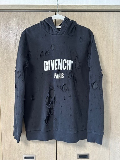 GIVENCHY ダメージ加工 パーカー ブラック S