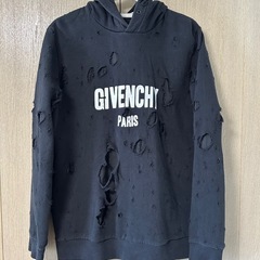 GIVENCHY ダメージ加工 パーカー ブラック S