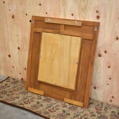 ≪zyt2183ジ≫ エスニック家具 ウォールミラー 観音開き 幅90cm 高さ100cm ① 扉付/両開き/格子戸/桟/壁掛け/木製家具/リゾート/アジアン/中古家具/宮城県仙台市 70509-09 の画像