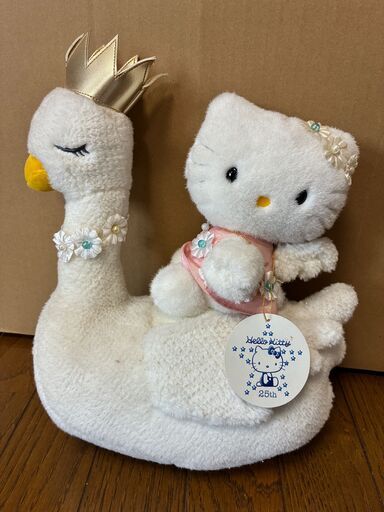 超人気ブティック サンリオレア物1999年製】25周年記念HELLO KITTY & スワンs ぬいぐるみ