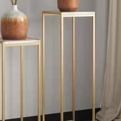 訳あり 花台 スタンド 高さ80cm ゴールドフレーム 大理石調...