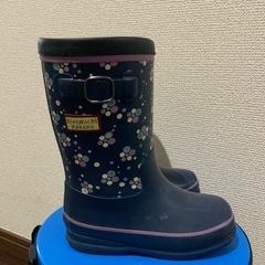 【18.0cm】hiromichi nakano キッズ長靴（ネイビー×花柄） の画像