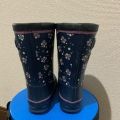 【18.0cm】hiromichi nakano キッズ長靴（ネイビー×花柄） の画像