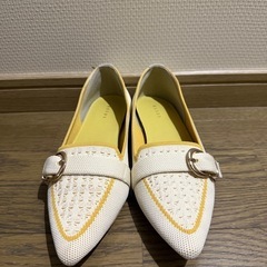【美品】RANDA フラットパンプス Mサイズ アイボリー×イエロー