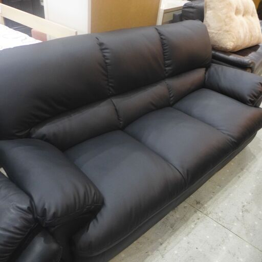 NITORI ニトリ 3Pソファ Nシールド・ビット 3KD 黒 ブラック 合皮 3人掛け 【モノ市場東海店】20