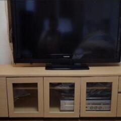 ニッセン テレビ台 ローボード　150cm幅 キャスター付き ガラス扉