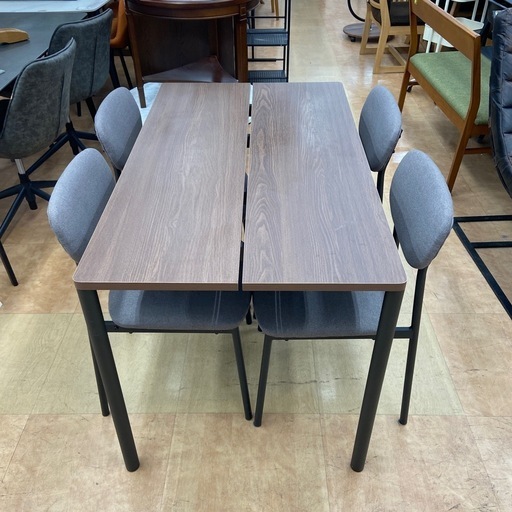 IRIS OHYAMA ダイニング5点セット　ナチュラル×グレー