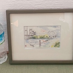 【同梱無料】瀬戸内？の風景絵画　額縁入り
