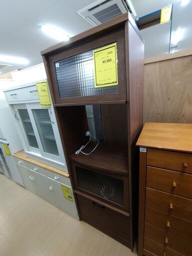 リユースのサカイ浦和店【D517】レンジボード 茶　チェッカーガラス　スリム