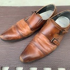 ブラウン ダブルモンクストラップ ビジネスシューズ