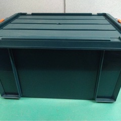 ● アイリスオーヤマ バックルコンテナ BL-65 外寸62×44.5×33cm 58.7L ダークグリーン 蓋付き コンテナ 収納 中古 ③の画像