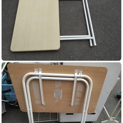 ● 折りたたみデスク  ハイテーブル パソコン 学習 ワーキング カフェ テーブル  机 ナチュラルカラー W800×D500×H715mm 中古 ③の画像
