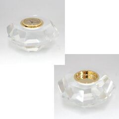 ジャンク 時計不動 KAGAMI CRYSTAL オプティカル クロック Q-520 八角形 光学ガラス クオーツ式置時計 元箱付属 札幌市 清田区 平岡の画像