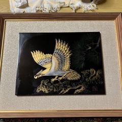 輪島塗　鷹　沈金