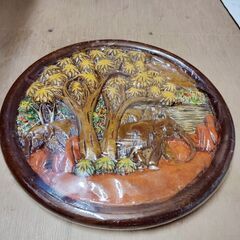 ケニア 木彫り 壁掛け 新品　作者の思い入れのある作品です。