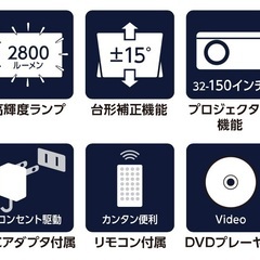 DVD再生機能付き⭐︎LEDプロジェクター★リモコン付きの画像