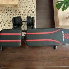 トレーニングベンチとダンベル約20Kg×2