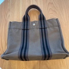 エルメス　グレー キャンバストートバッグ