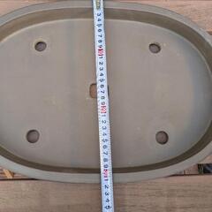 大型盆栽鉢　楕円鉢　園芸　陶器　紫泥　　落款ありの画像