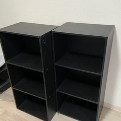 （お譲り先決まりました）3段ボックス（ウッド 黒）×2の画像