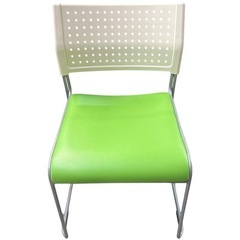 NO.2415【在庫4】アイリスチトセ ミーティングチェア スタッキングチェア グリーン オフィス 家具 中古の画像