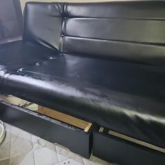 【お取引決まりました】ブラックソファーベッド合革の画像