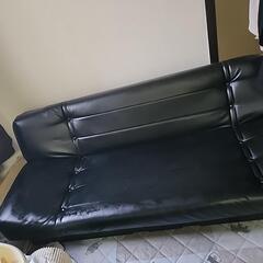 【お取引決まりました】ブラックソファーベッド合革の画像
