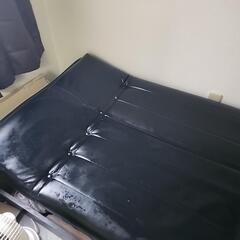 【お取引決まりました】ブラックソファーベッド合革の画像