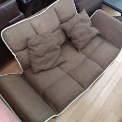 ★ジモティ割あり★  2人掛けソファ ダークグリーン H60×D61×W114.5 クリーニング済み TK5347の画像