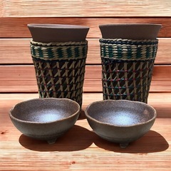 【未使用】グラス×小皿✿ペアセット✿陶器